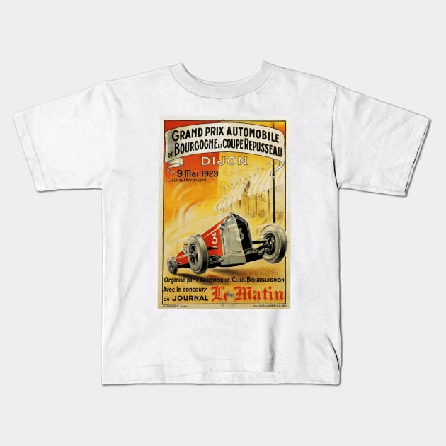 French Grand Prix, Dijon - 1929: Vintage Poster Design Kids T-Shirt by Naves